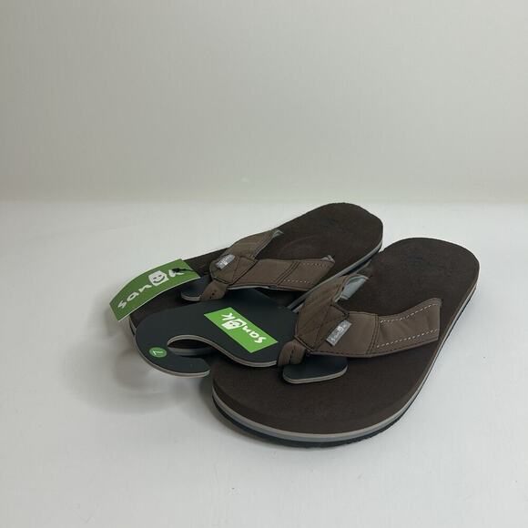 Sanuk Beer Cozy Stacker Flip Flops Mens 7 Sandals Brown Beach Summer Vacation - Picture 1 of 6